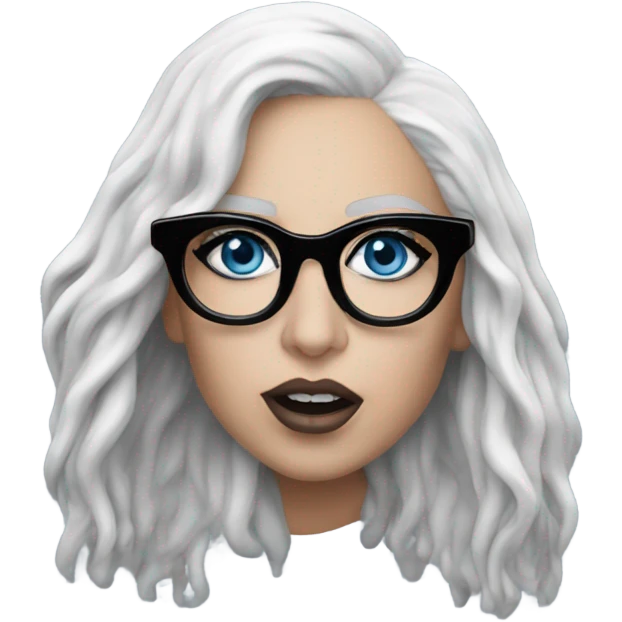 Hyper Realistic lady gaga rain on me blue eyes black glasses  emoji
