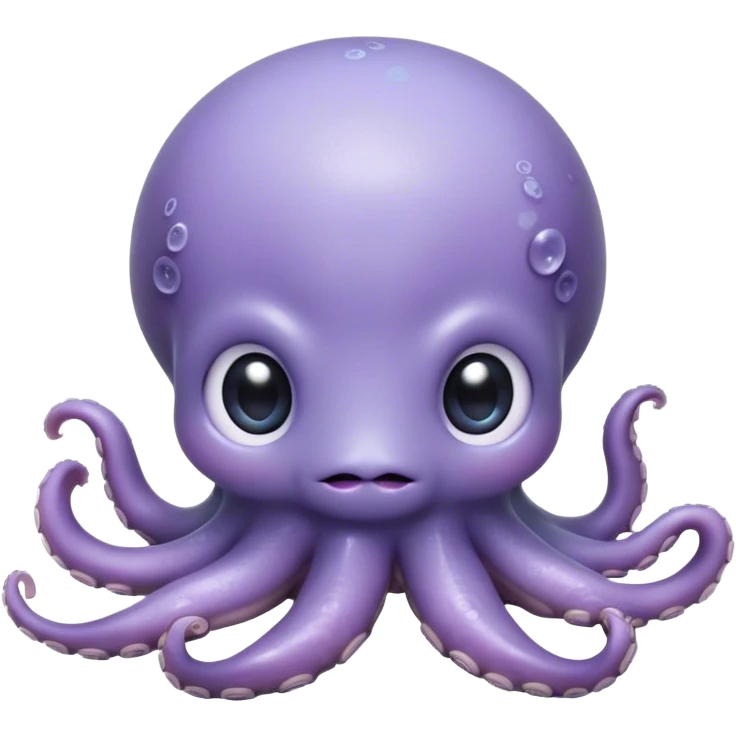 Cinematic Cute Shy Baby Octopus Portrait Emoji, Tentacles tucked slightly inward in an adorably bashful pose, featuring a softly glowing, round light blue-purple body with enormous, soulful eyes peering out timidly, Simplified yet irresistibly adorable features, highly detailed, glowing with a delicate, soothing marine radiance, high shine, quiet yet expressive, stylized with an air of gentle mystery, soft glowing outline, capturing the essence of a tiny, shy deep-sea creature that seems as if it could slowly peek out and explore the world with cautious curiosity! emoji