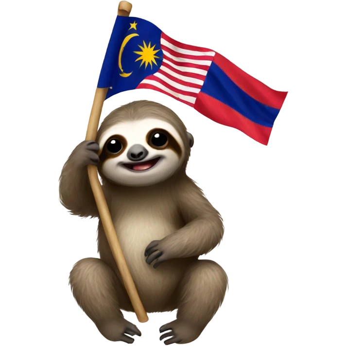 Baby sloth holding Malaysian flag  emoji