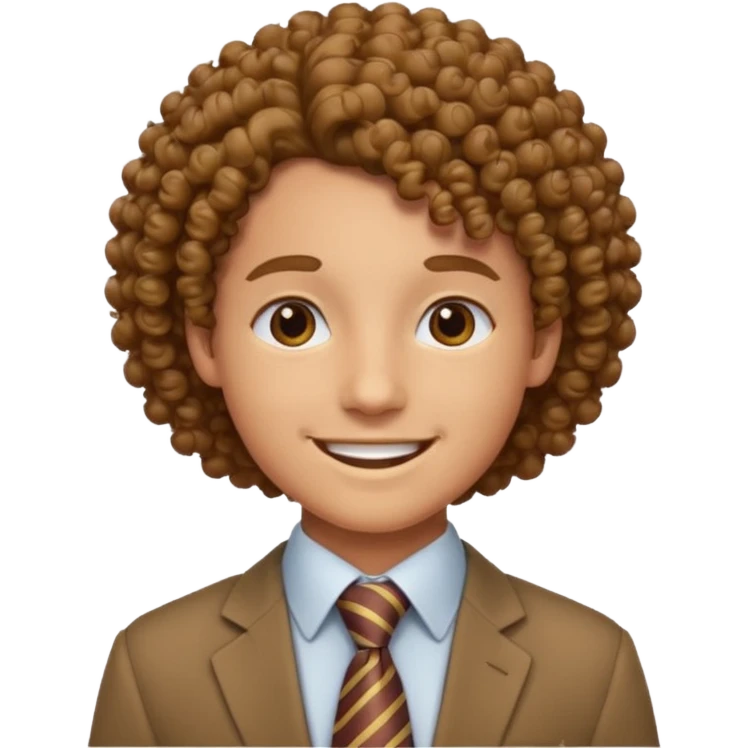 curly hair with tie emoji