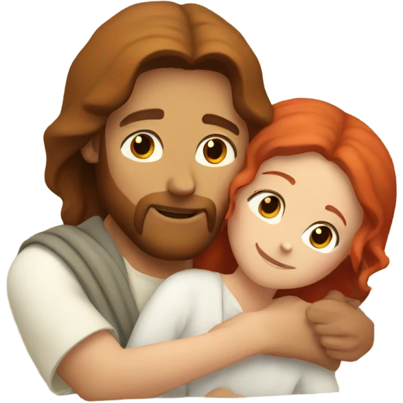 jesus hugging a red haired girl emoji