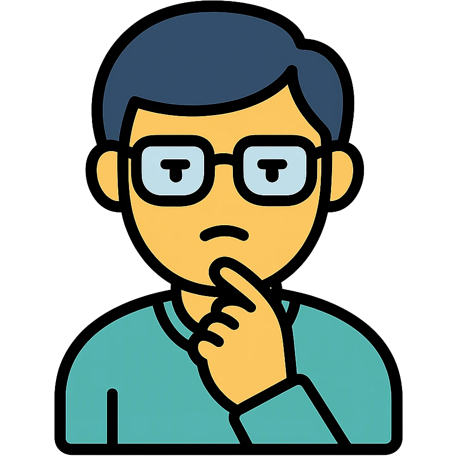 an intellectual person with glasses and a thoughtful expression emoji
