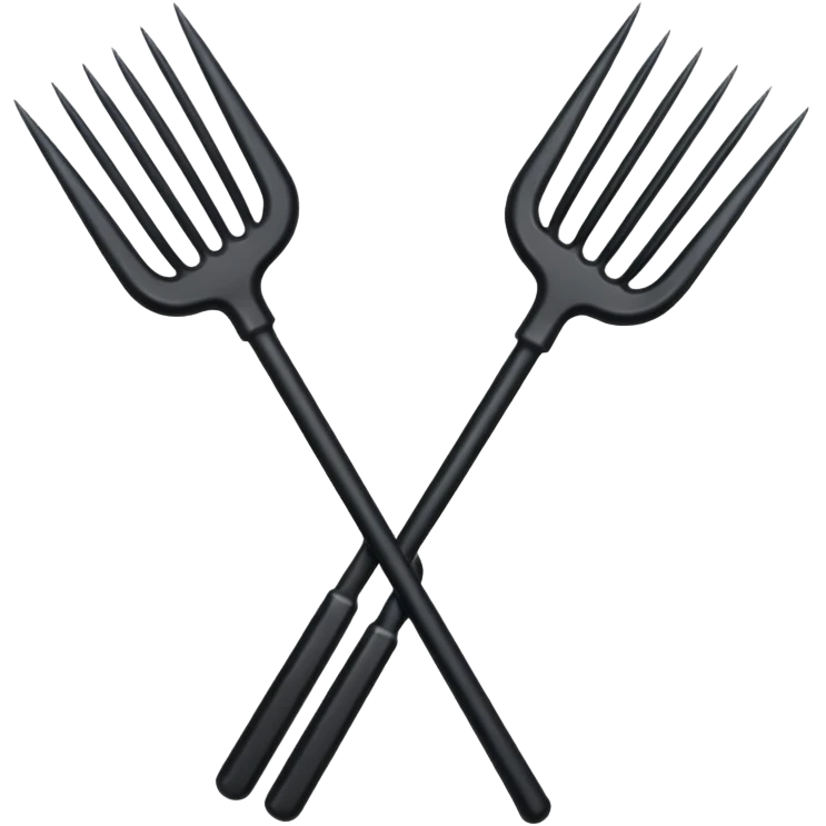 Make 2 black 3 spiked pitchforks cross emoji