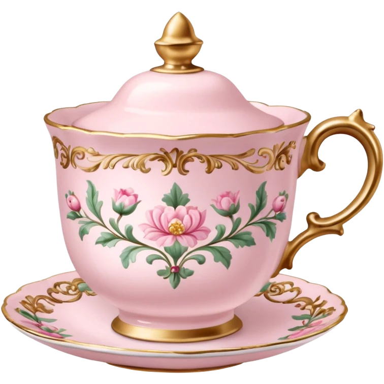  Vintage ornate rococo pale pink tea cup emoji