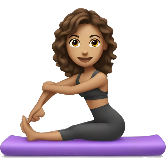 Latina girl with brown hair doing Pilates emoji