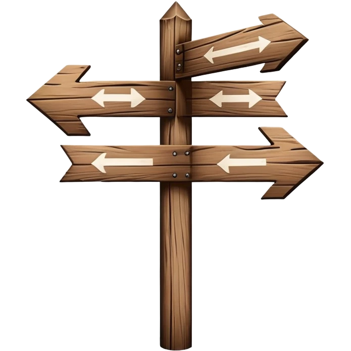wooden signpost with directional arrows emoji