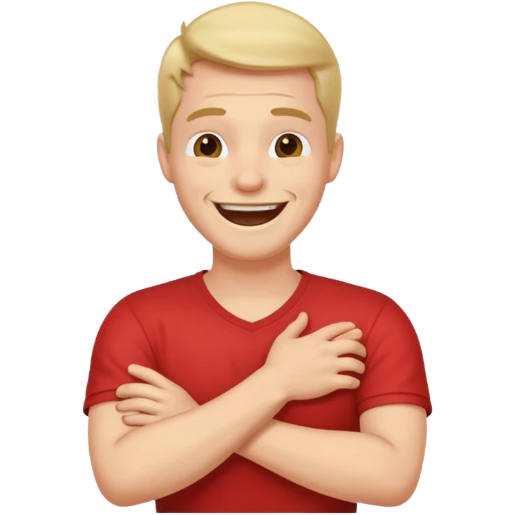Arms crossed holding neck while laughing guy  emoji