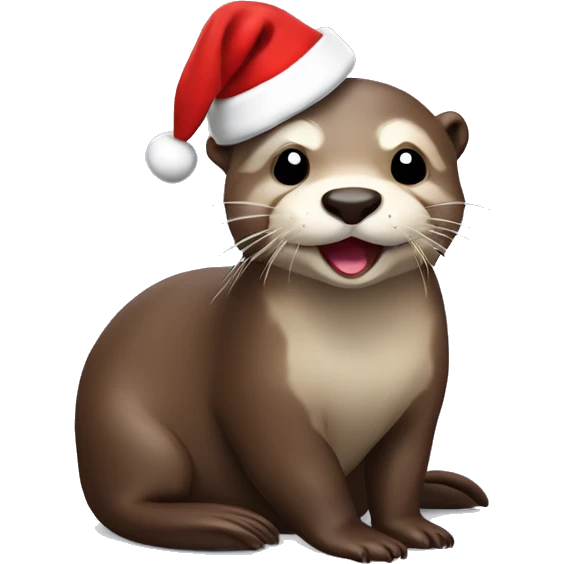 otter wearing a santa claus hat emoji