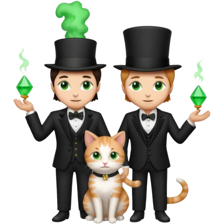magician couple and their pet cat emoji