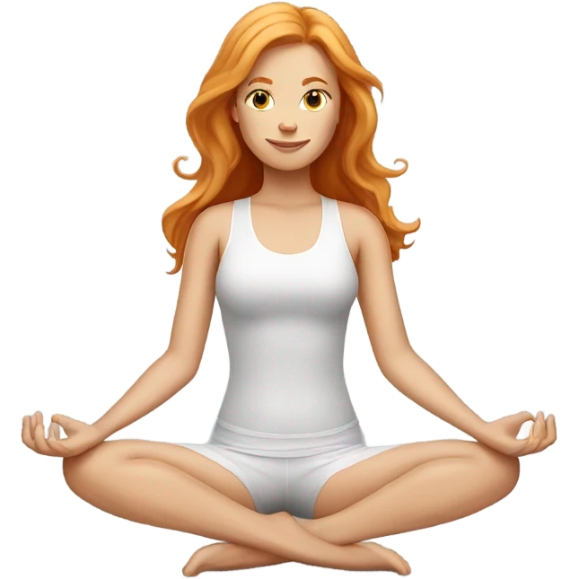 a strawberry blonde haired woman doing yoga emoji