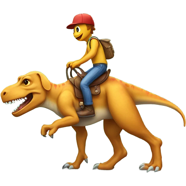 Dinosaur riding a dog emoji