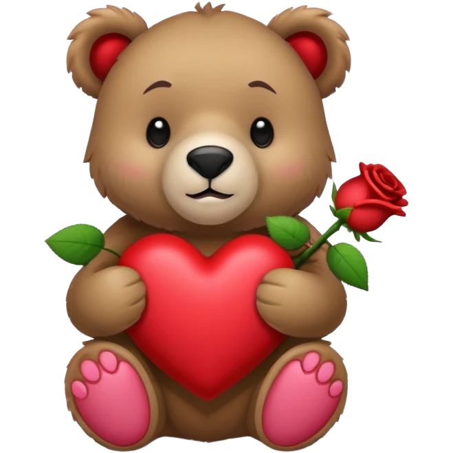 Orso che tiene un cuore di rose in mano  emoji