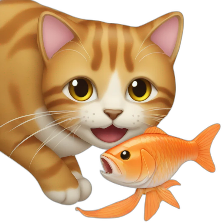 Cat eating fish emoji