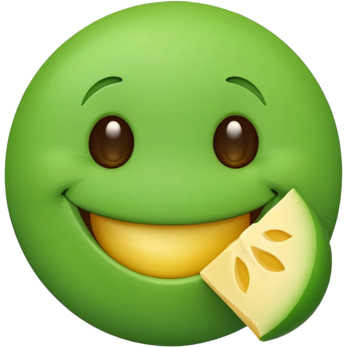 сделай милый смайлик улыбающийся и который ест еду очень милый зеленый смайлик emoji