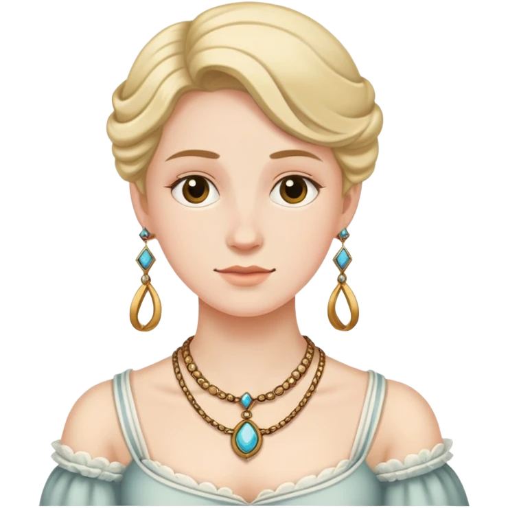 A person from the 1800’s making a necklace emoji