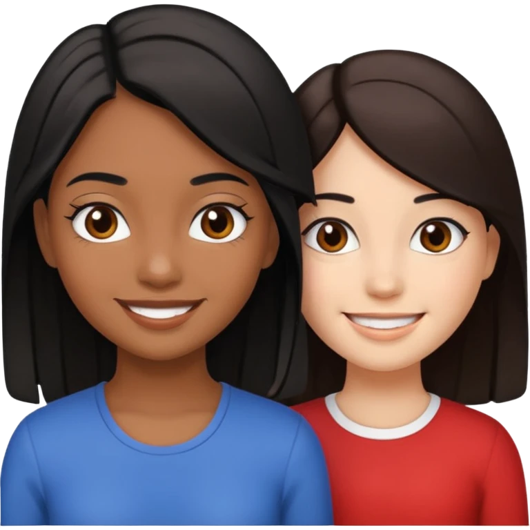 2 girls one brown skin with black hair and other with white skin and brown hair  emoji