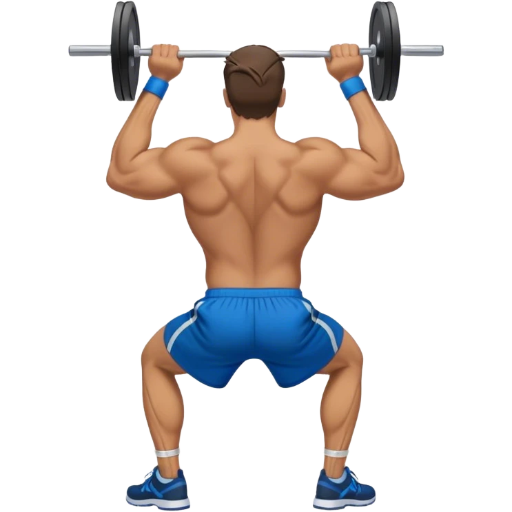 back view of buff man with blue shorts doing cable face-pulls exercise emoji