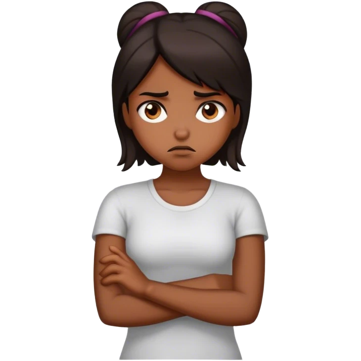 girl dark hair crossing arms mad emoji