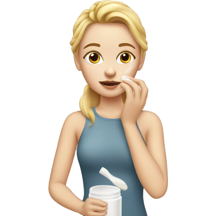 white girl applying cream on face emoji