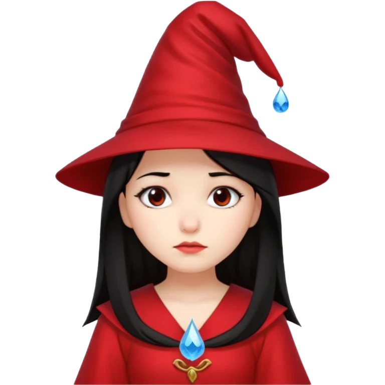 sad wizards in hat girl red dress black hair emoji