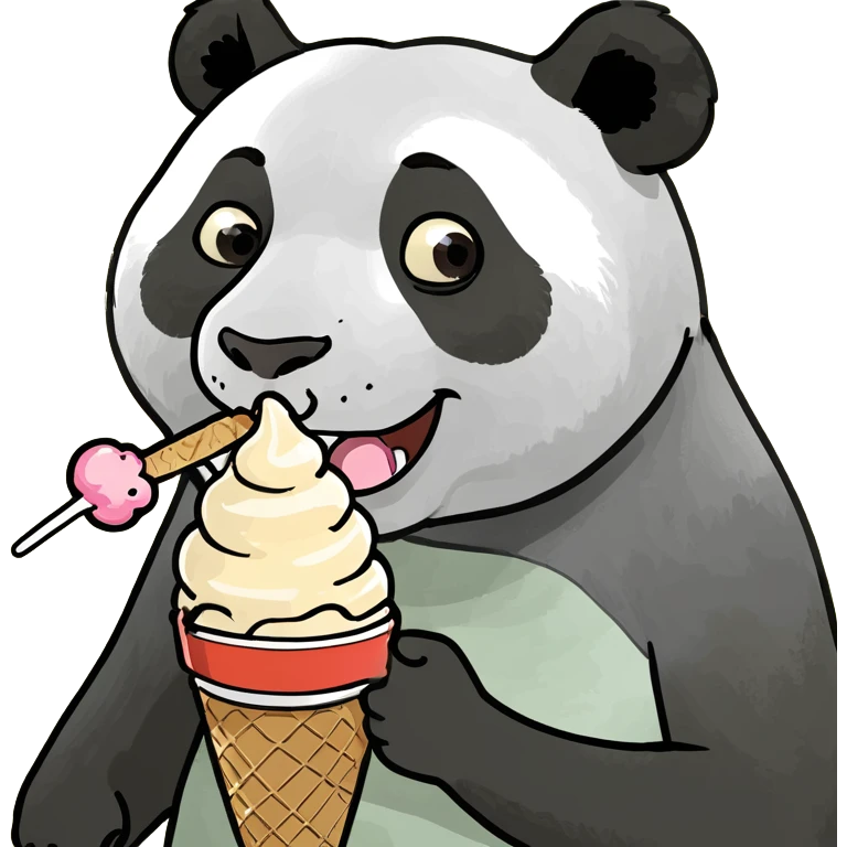 Panda eating ice cream emoji