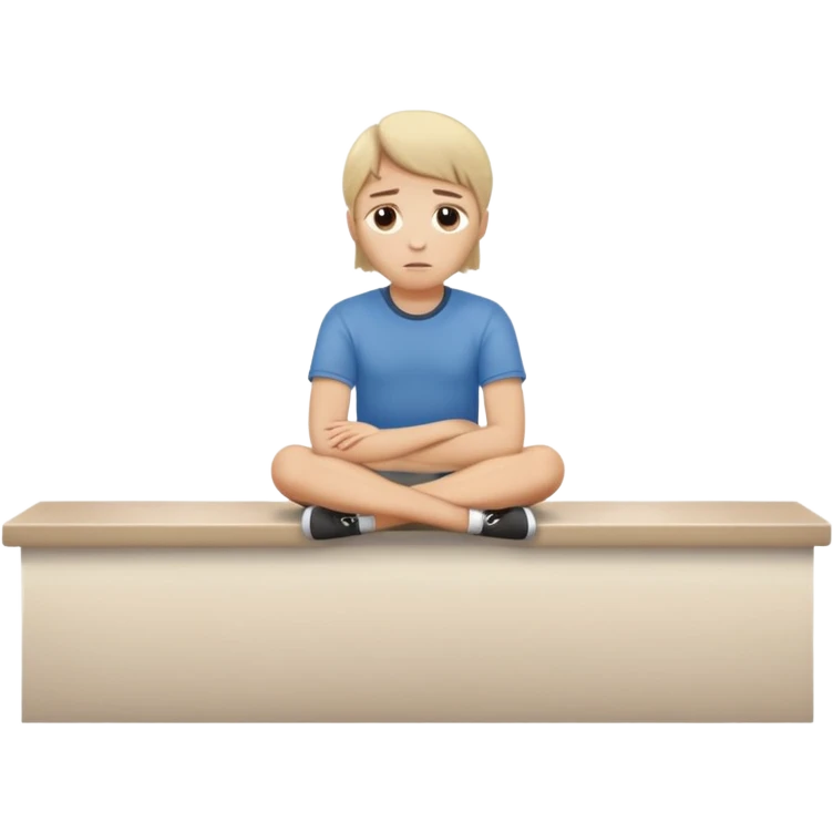 Caucasian sitting sad on counter emoji