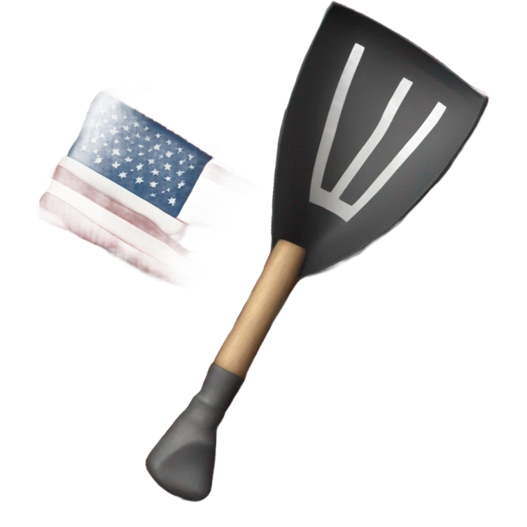 American flag connected to a black shovel emoji