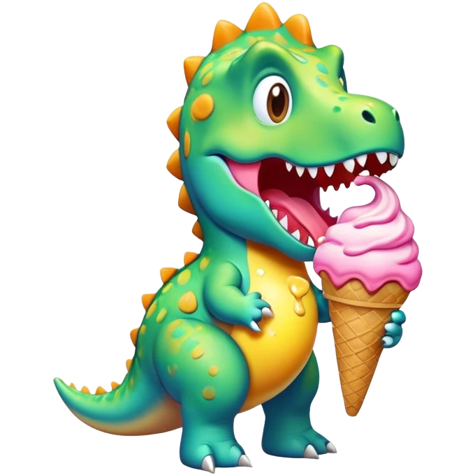 dinosaur eating ice cream  emoji