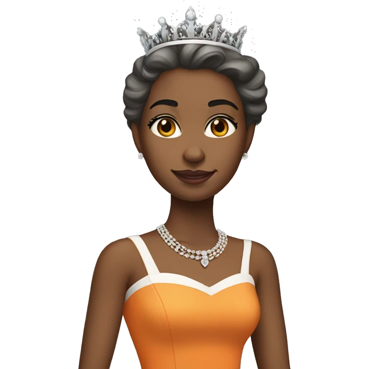 queen orange dress, white skin tone emoji