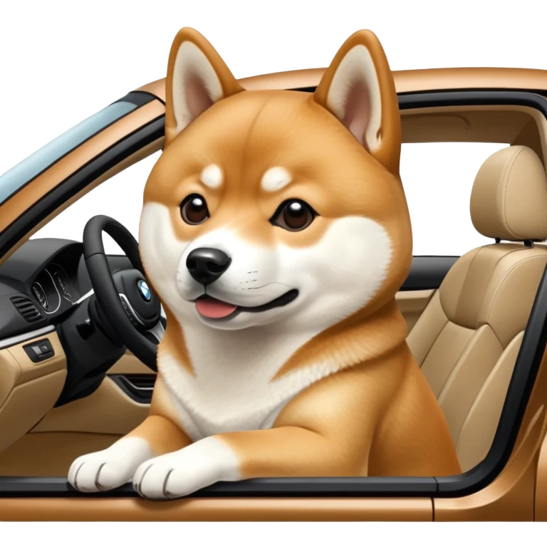 shiba inu sitting inside a BMW car emoji