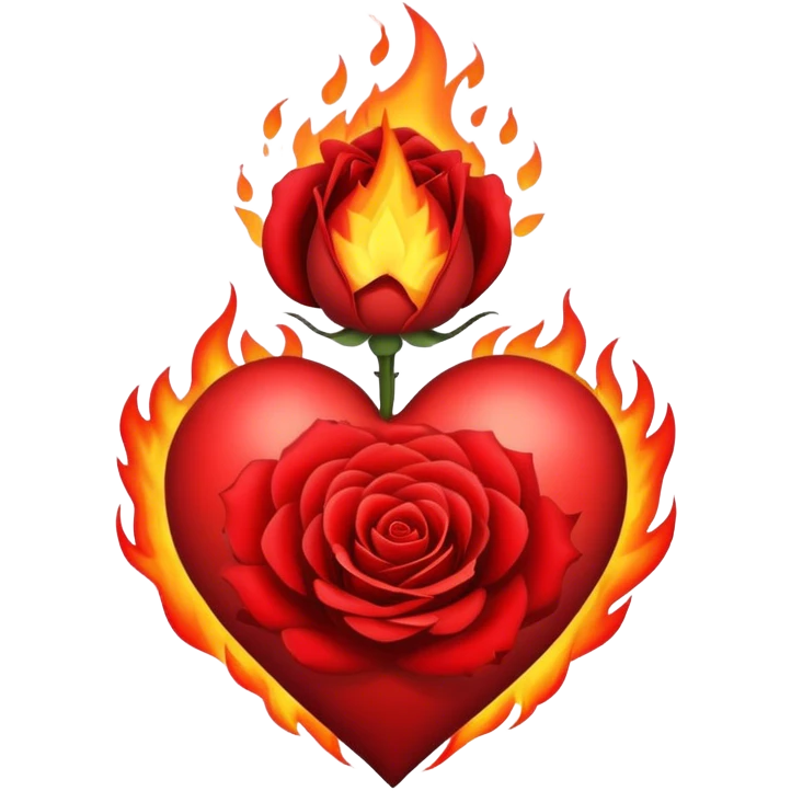 a burning heart with a rose emoji
