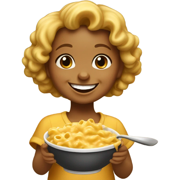 Little girl eating Mac and cheese  emoji