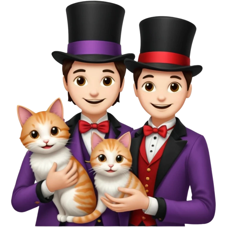 magician couple and their pet cat emoji