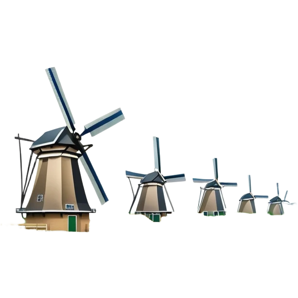 cinematic-realistic-kinderdijk-windmills-landmark-emoji,-showcasing-traditional-dutch-windmills-aligned-along-a-tranquil-canal,-with-lush-green-fields,-soft-ripples-in-the-water. emoji