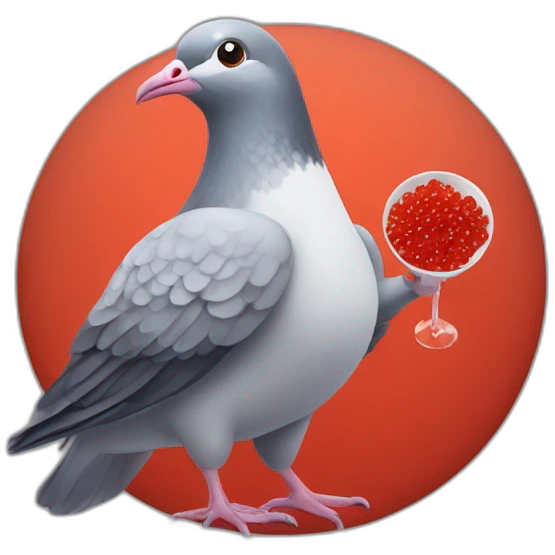 pidgeon holding red caviar in hand emoji