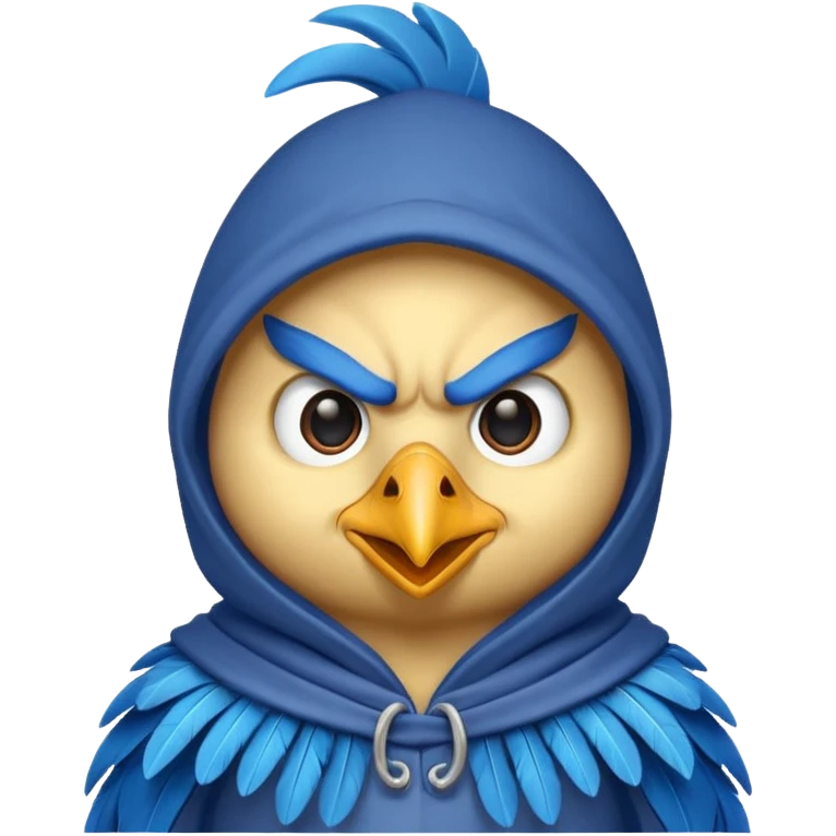 chicken warrior with hood, blue emoji