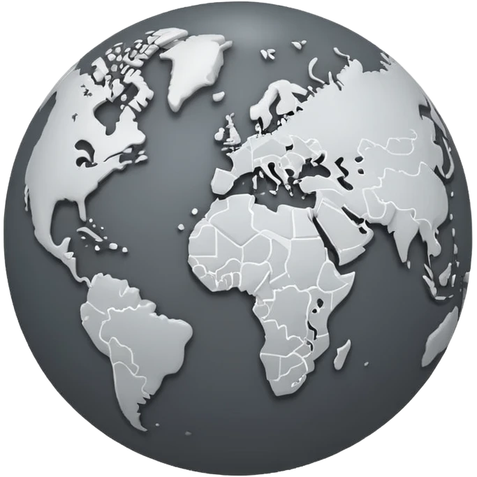 stylized globe with network lines and nodes, grey and white emoji