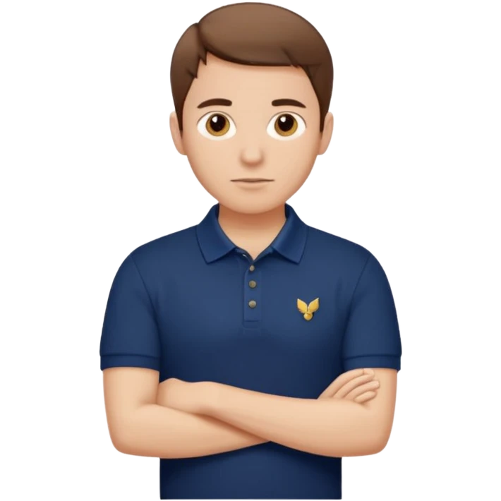a man with really short and nice hair wearing a navy polo  emoji