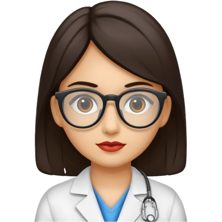 una enfermera escolar con gafas llamativas y un moño pequeño, morena emoji