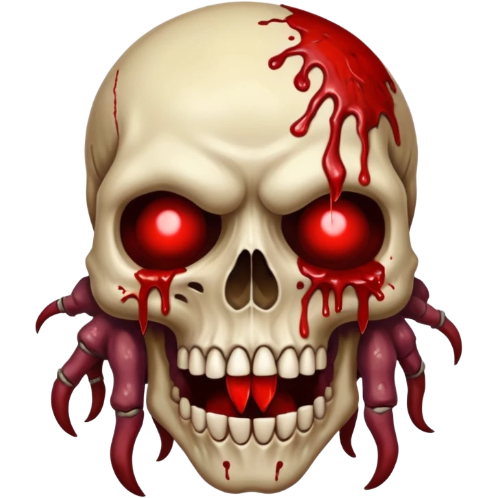 A Hideous mutated monster covered in rotton flesh and bloodin the style of your bleeding skull art, full body emoji