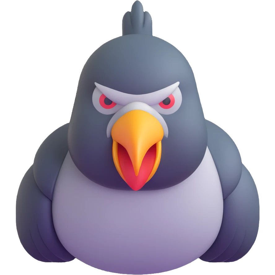 pigeon with angry face emoji