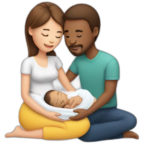 man and woman creating a newborn emoji