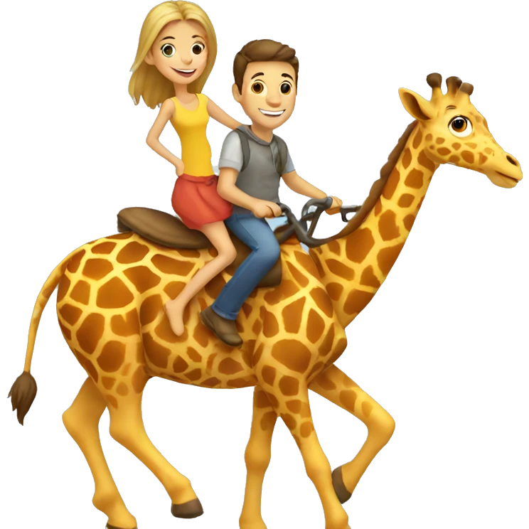 family riding giraffe emoji
