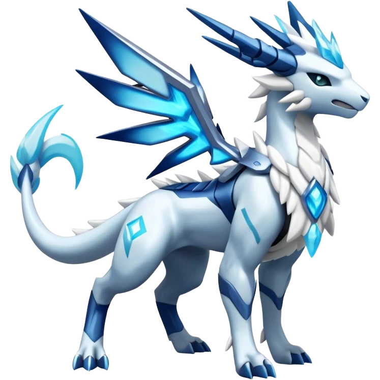 Kyurem-reshiram-Glaceon-dialga-suicune-hybrid, full body emoji
