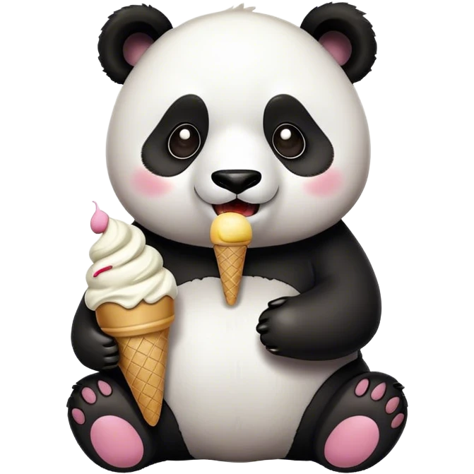 Panda eating ice cream emoji