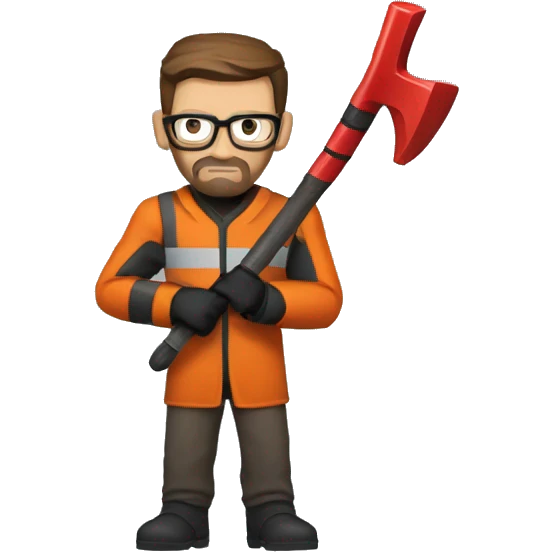 Gordon Freeman wielding a red crowbar emoji