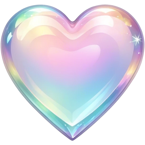 Sparkly glossy Pastel iridescent glass crystal glass heart emoji