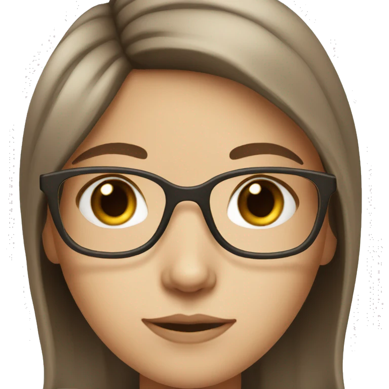 Girl white skin brown hair brown eyes with glasses emoji