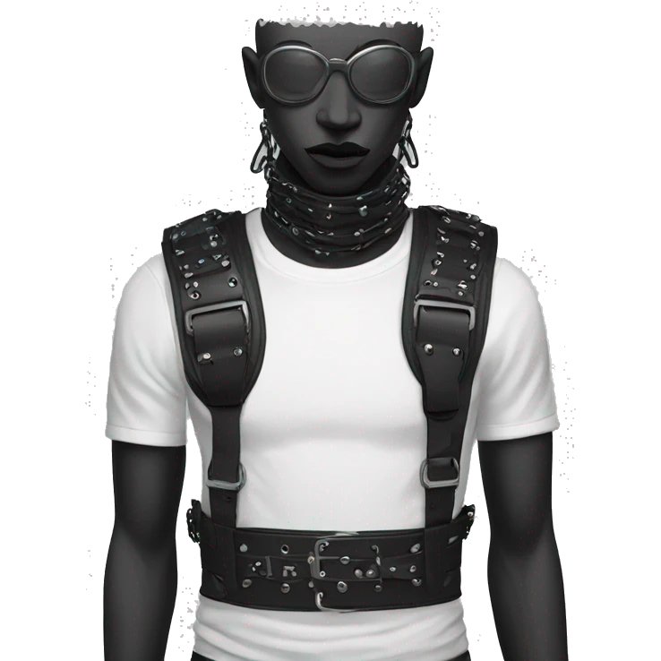 Black punk fashion chest harness emoji