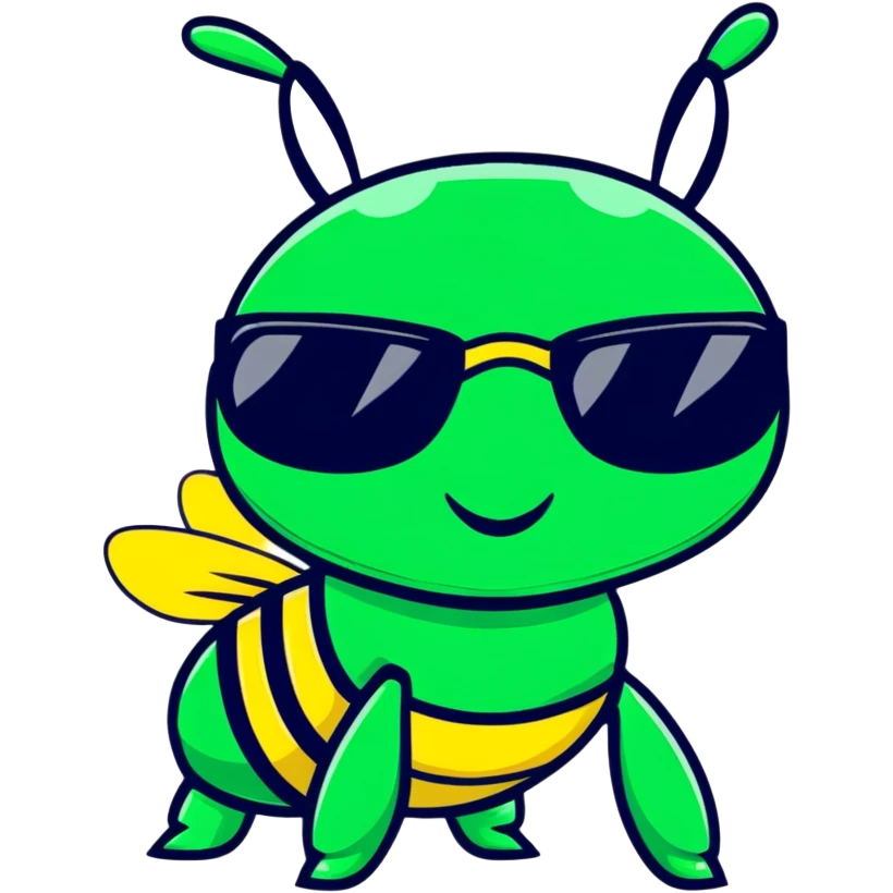 green bee wearing sunglasses emoji